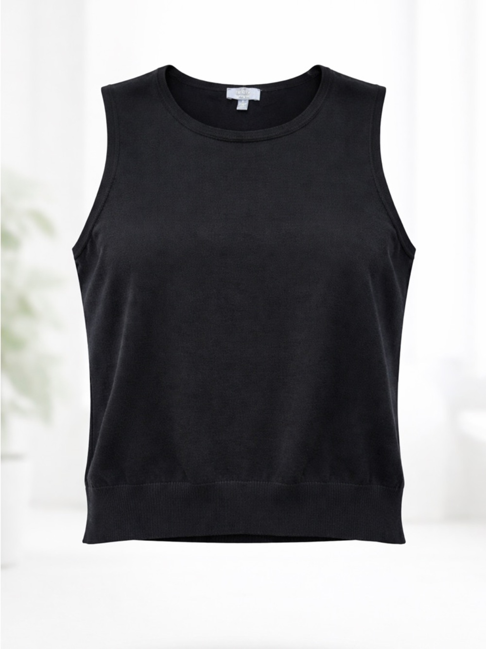 Ninety Degree Black Sleeveless Knit Top Minimalist Sweater Tank Women’s Size XL